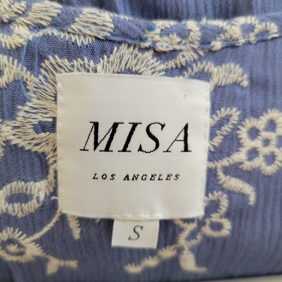 Misa Los Angeles Blue Ale Embroidered Top Small - Picture 5 of 6